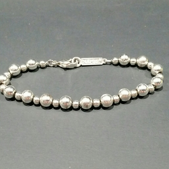 15.5 Inch Silver Beaded Bracelet by Napier - Picture 1 of 3